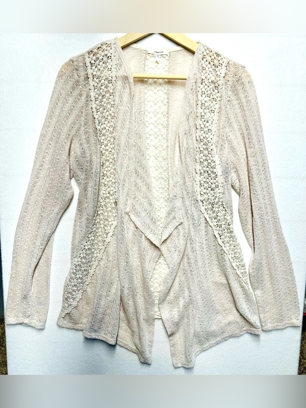 Maurices Women’s XL Cream Lace Open Front Cardigan Boho Crochet Duster